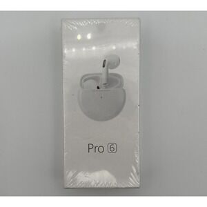 Pro 6 Earbuds Wireless Earphones White with Charging Case New in Box NIB Sealed